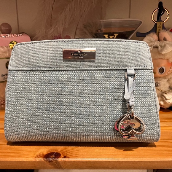 Kate Spade Denim Rhinestone Studded Madison Top Handle Crossbody Satchel Bag - Picture 1 of 11